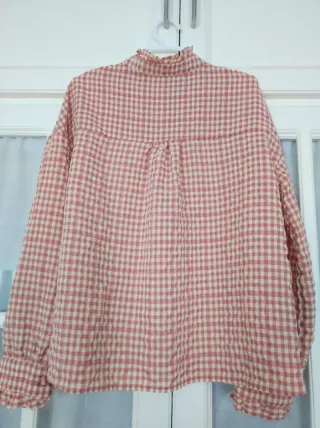 Camisa Vichy Rosa y Beige Talla Única
