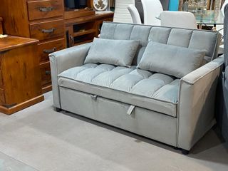 SOFA CAMA GRIS TERCIOPELO COMODO