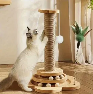Rascador para gatos de sisal y madera