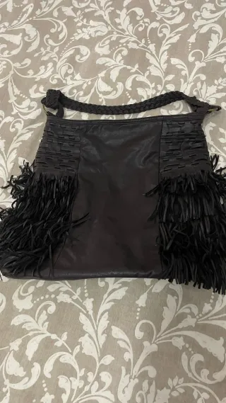 Bolso Marrón Flecos Vintage Mujer