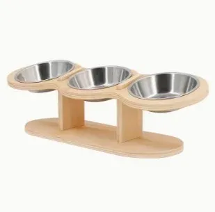 Comedero elevado para gatos con 3 cuencos