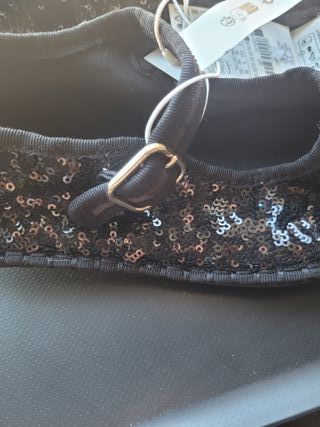 Bailarinas Zara lentejuelas negras con etiquetas