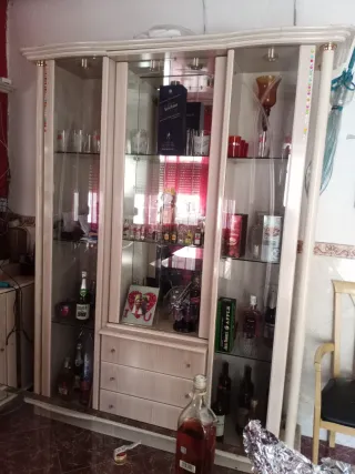 Vitrina expositora de madera y cristal