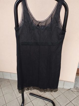 Sottoveste nera vintage pizzo taglia M/L