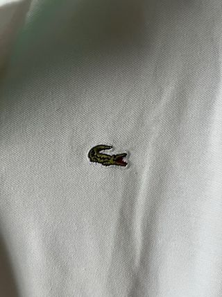 Polo Lacoste Blanco y Verde Talla L