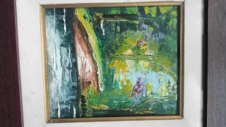 2 Quadri Vintage Olio Su Tela