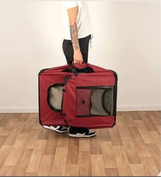 Transportín perro mediano rojo y negro