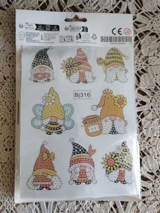 Sticker Diamond Painting Gnomi Fiori e Love 8x