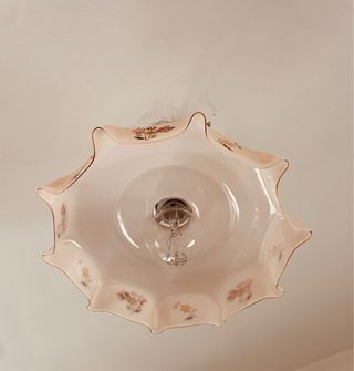 Lampadario vintage vetro decorato fiori