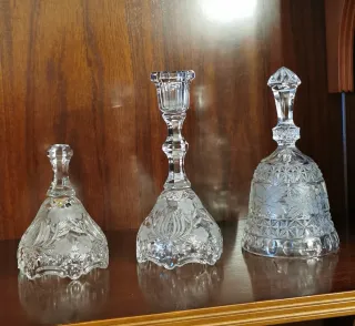 Lote de 3 campanas de cristal tallado decorativas