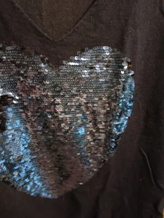 Jersey azul marino corazón lentejuelas