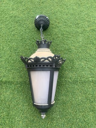 Farol antiguo vintage metal y cristal