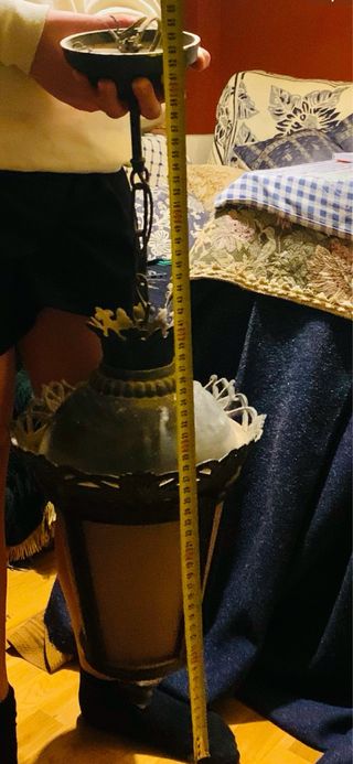 Farol antiguo vintage metal y cristal