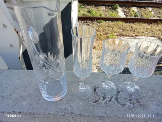 Caraffa cristallo 8 bicchieri flute