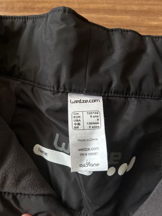 Pantalón de esquí negro nińo Talla 8 años