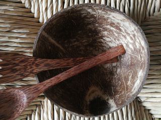 Set cuenco, tenedor y cuchara de coco