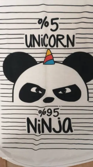 Camiseta Panda Unicornio 5% Unicornio 95% Ninja