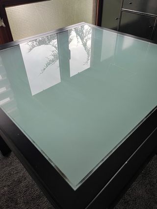 Mesa cuadrada extensible cristal y metal