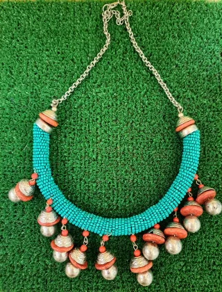 Collar Étnico Afgano Campanas Plata Turquesa
