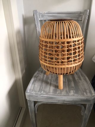 Farol porta vela bambú y madera