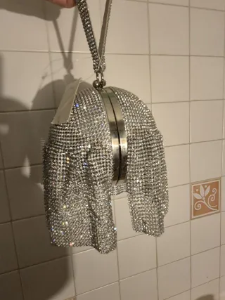 Pochette Borsetta Argento Glitter