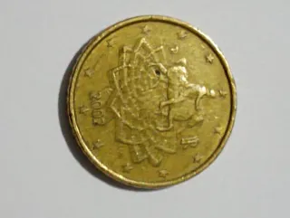 Moneda 50 céntimos Italia 2002