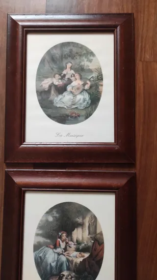 Set 4 Quadri Vintage Cornice Legno