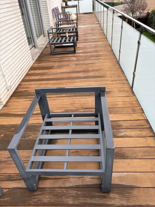 Conjunto Sofás Exterior Gris y Rosa