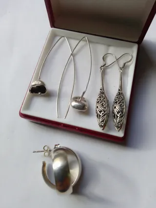 Pendientes largos de plata