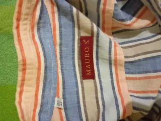 Camicia Mauro S in lino a righe colorate