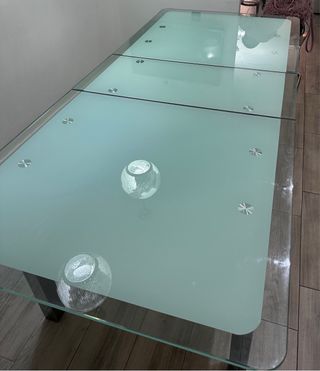 Mesa moderna cristal templado y metal