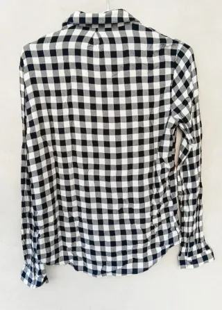 Camicia donna, Kiabi, tg S, bianca e nera con rose