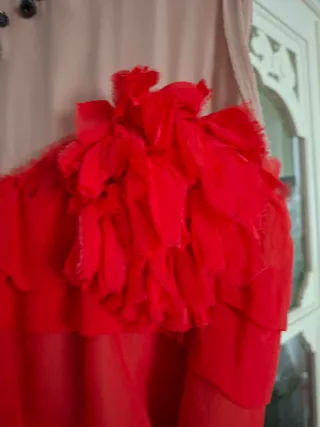 Vestido Lanvin x H&M Vintage Rojo y Beige