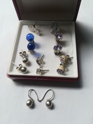 Lote pendientes plata y piedras azules