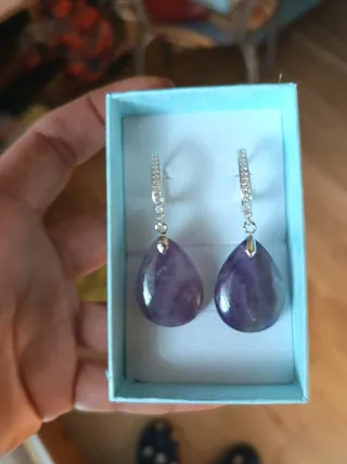 Orecchini pendenti in ametista e argento 925