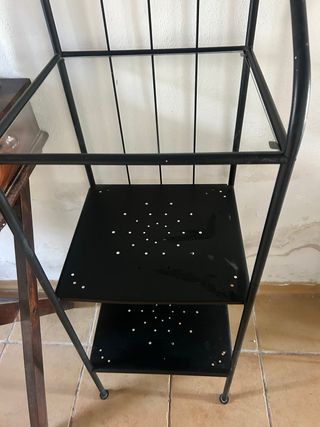 Estantería Negra Metálica con Balda Cristal
