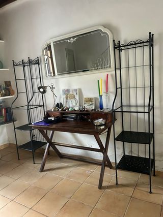 Estantería Negra Metálica con Balda Cristal