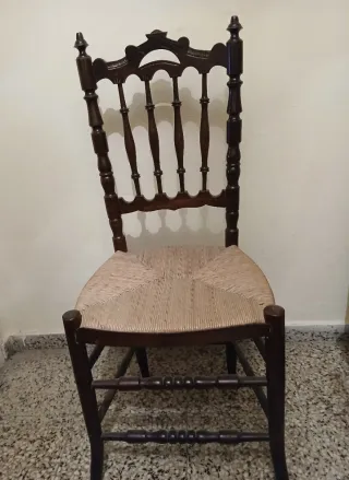 2 sillas antigua madera y yute año 1920