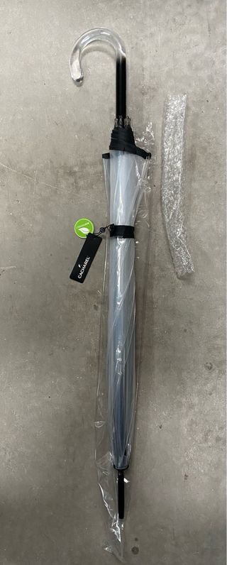 Paraguas Cacharel Transparente Ribete Negro.