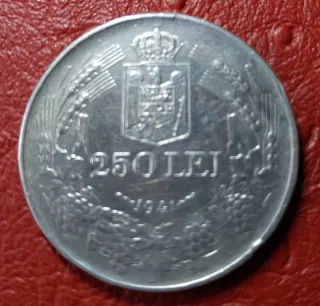 Moneda 250 Lei 1941 Rumanía Plata