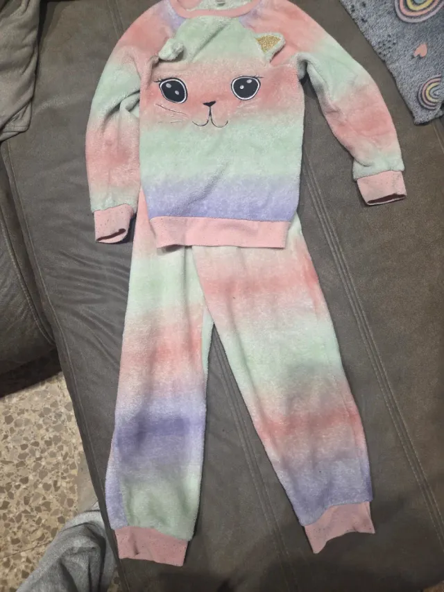 Pijama Invierno Niña Gato Tie-Dye