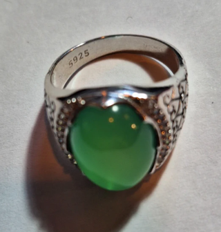 Anello 925 con giada verde