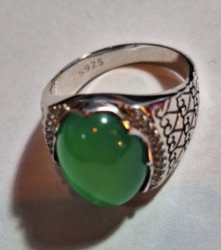 Anello 925 con giada verde