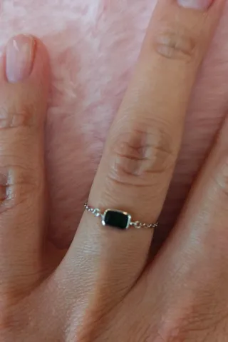 Anillo Plata 925 Ajustable Circonita Verde