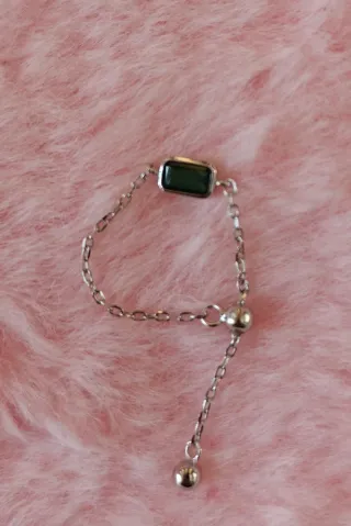 Anillo Plata 925 Ajustable Circonita Verde