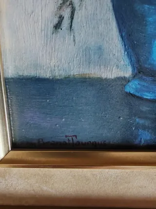 Cuadro reproducción floral con marco dorado