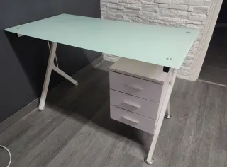 Escritorio vidrio templado con cajonera