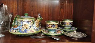 Juego de café Capodimonte estilo mosaico