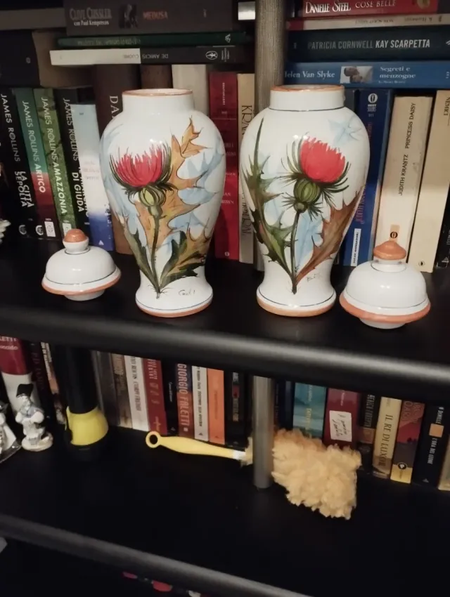 Coppia vasi ceramica con coperchio