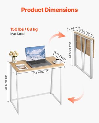 Scrivania Pieghevole tavolo Piccolo 80 cm Robusto